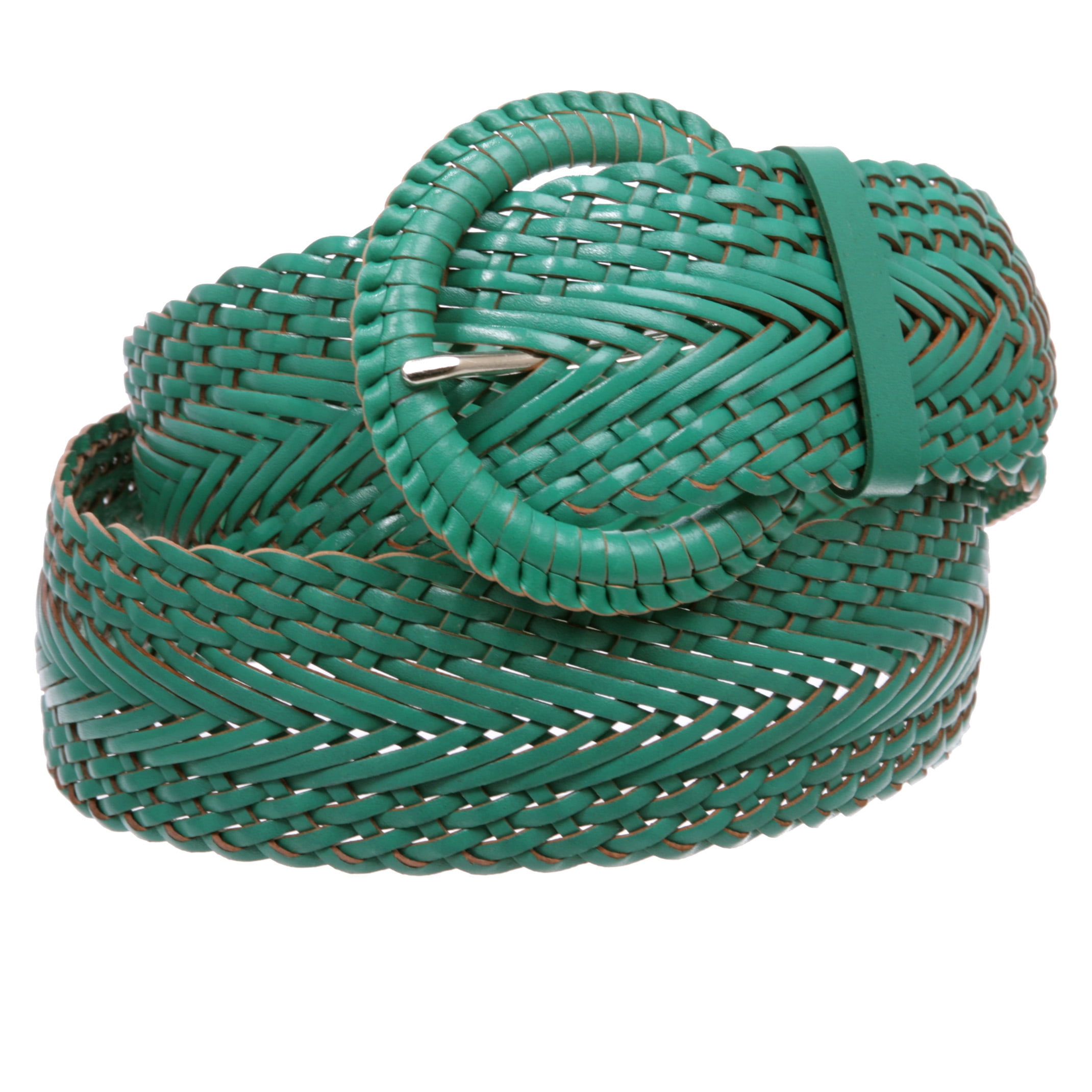 2 Inch Wide Genuine Leather Braided Woven Round Belt