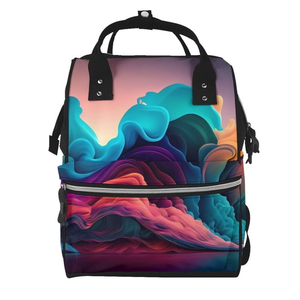 Easygdp Colorful Surreal Landscape para Bolsa de Bebé de Gran Capacidad con Múltiples Bolsillos, Bolsa de Pañales para Padres, Bolsa de Viaje Organizada y Elegante