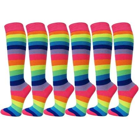 

Ladies Colorful Variety Design Assorted Knee High Stocking Socks (Neon Rainbow(6 Pairs))