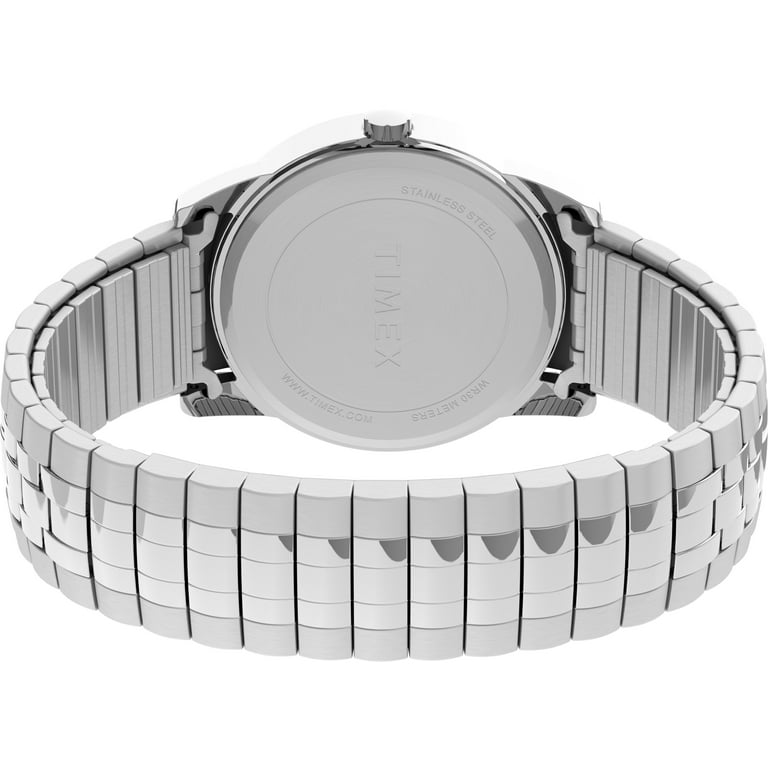 Timex Men's 38mm Watch – Silver-Tone Case, White Dial, Day Date