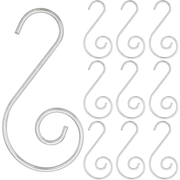 1 Box 100Pcs Christmas Hanging Hooks Suncatcher Hook Silver Chandelier Crystal Wire Metal Hooks Pin Chandelier Replacement Part S Shape Hanger for Christmas Tree Ornament Ball Holiday Party