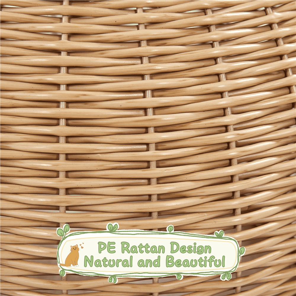 Yaheetech 54" Tall Rattan Cat Tree with Soft Cushion, Beige
