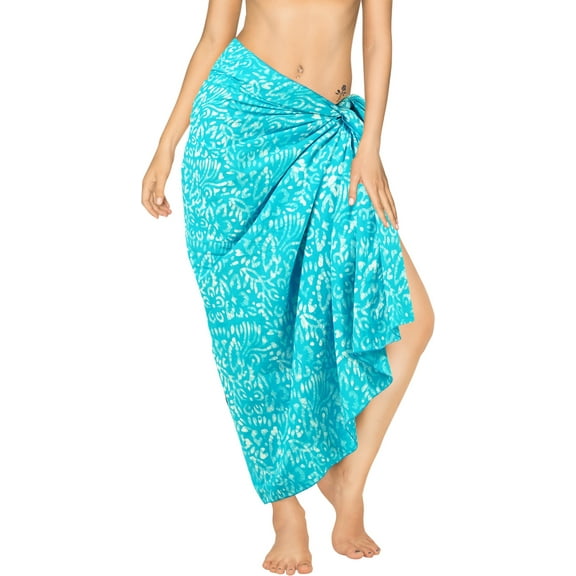 LA LEELA Women's Wrap Slit Cover ups Swim Bikini Sarong One Size Teal, Floral