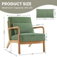 thumbnail image 4 of SAETSFEG Mid-Century Accent Chair with Pillow, Upholstered Armchair with Solid Wood Frame & Thick Cushion for Living Room, Bedroom, Small Space, Green, 4 of 8