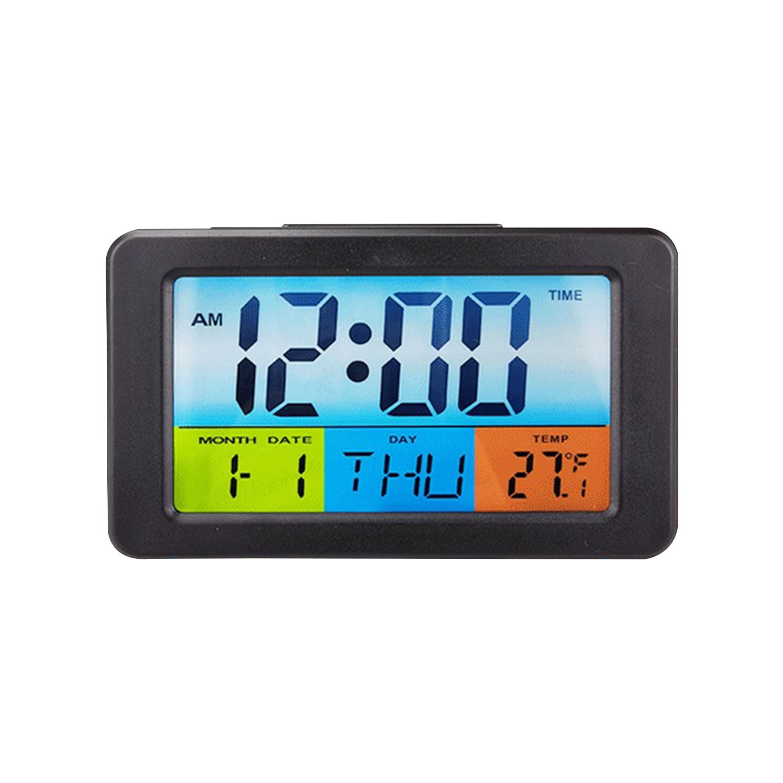 Digital Alarm Clock With Colorful LCD Display Temperature Monitor