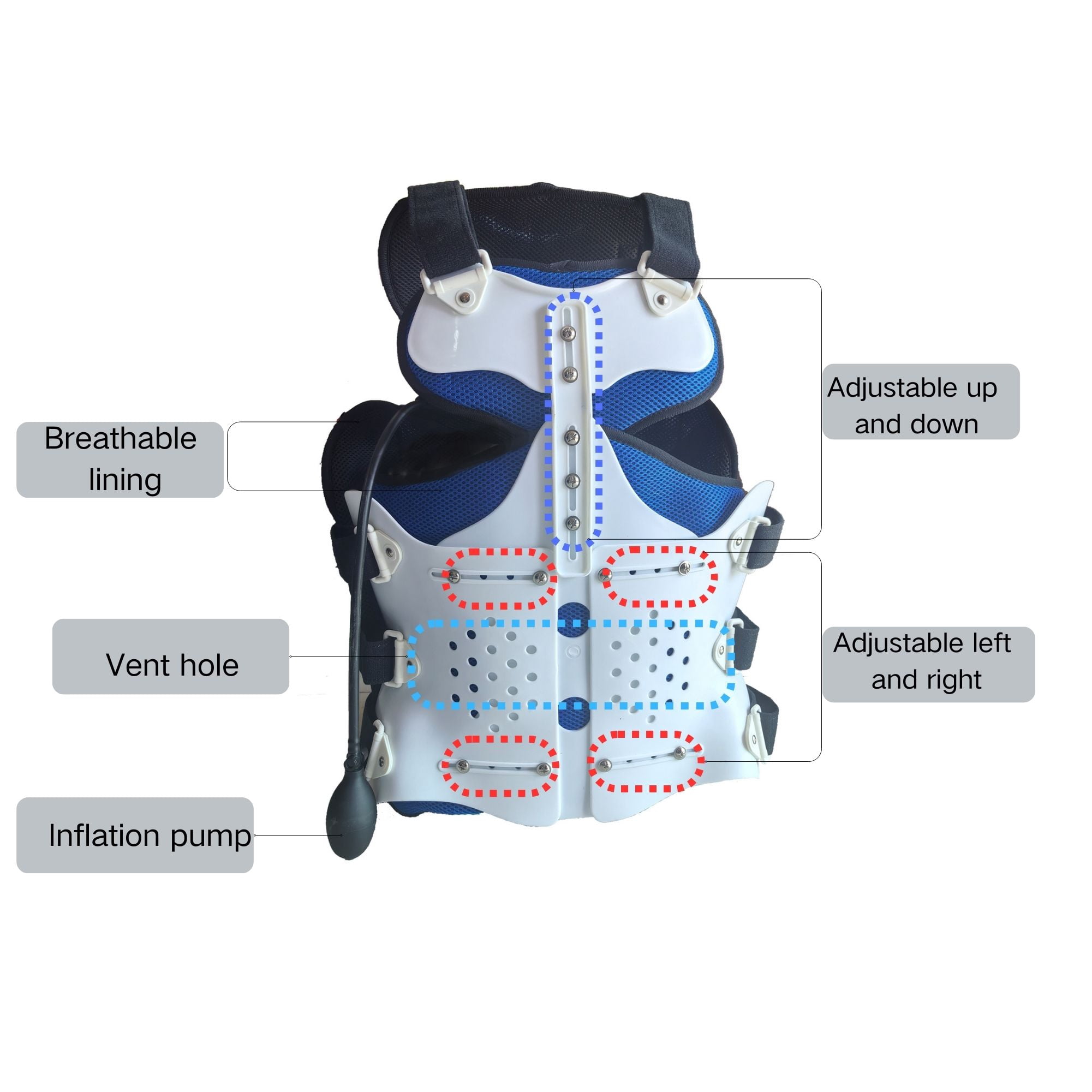 TLSO Inflatable Thoracolumbar Fixed Back Spinal Brace, Straightener for Fractures Mild Scoliosis & Post Surgery Support