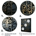 thumbnail image 3 of Designart "Maya Tile Impressions in Blue and Gold II" Abstract Framed Wall Art - Modern Gold Abstract Tile Entryway Framed Wall Art, 3 of 6