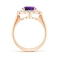 thumbnail image 2 of ANGARA Natural Oval 2.28 ct Amethyst Compass Ring with Diamond Halo in 14K Rose Gold for Women (Size-10x8mm) | February Birthstone, Anniversary, Jewelry Gift for Women | Natural Amethyst Ring, 2 of 7