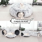 LJSXFI Plush Cat Tunnel with Cat Bed for Indoor Cats, Multifunctional Cat Donut Tunnel for Small Medium Large Cats Kitten Rabbit Puppies