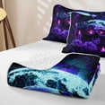 thumbnail image 4 of Homewish Hipple Death Skull Quilt King,Retro Purple Rose King Coverlet Set,Happy Halloween Duvet,3 Pieces, 4 of 7