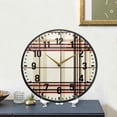 thumbnail image 4 of Yayeee Wall Clock Battery Operated 9.5" Silent Quartz Non-Ticking for Living Room Decor, Cream Plaid, 4 of 8