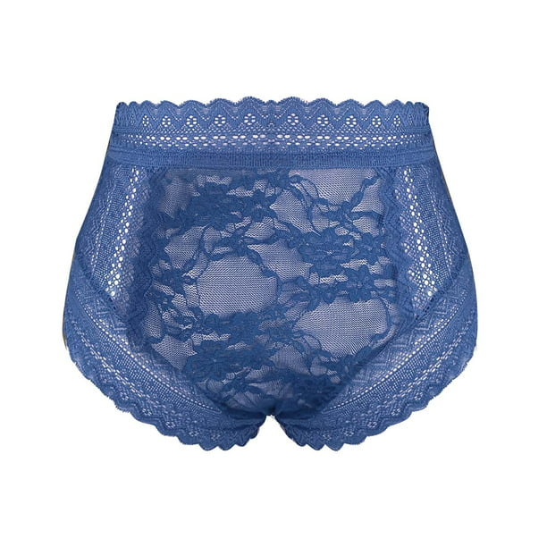 BEFOKA Womens Underwear Sexy Lace Women Solid Comfort Underwear Skin  Friendly Briefs Panty Intimates Blue L 