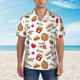 thumbnail image 2 of Balery Fast Food Camisas hawaianas de manga corta para hombre, camisas playeras de corte holgado, camisas de vacaciones con botones,Small, 2 of 7