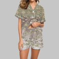 thumbnail image 1 of Qiopertar Liquidation à Moins de 5$ Blouse Décontractée Imprimée Col Rabattu Manches Courtes Mode Short Ensemble Pyjama Grandes Économies de Vacances!, 1 of 5