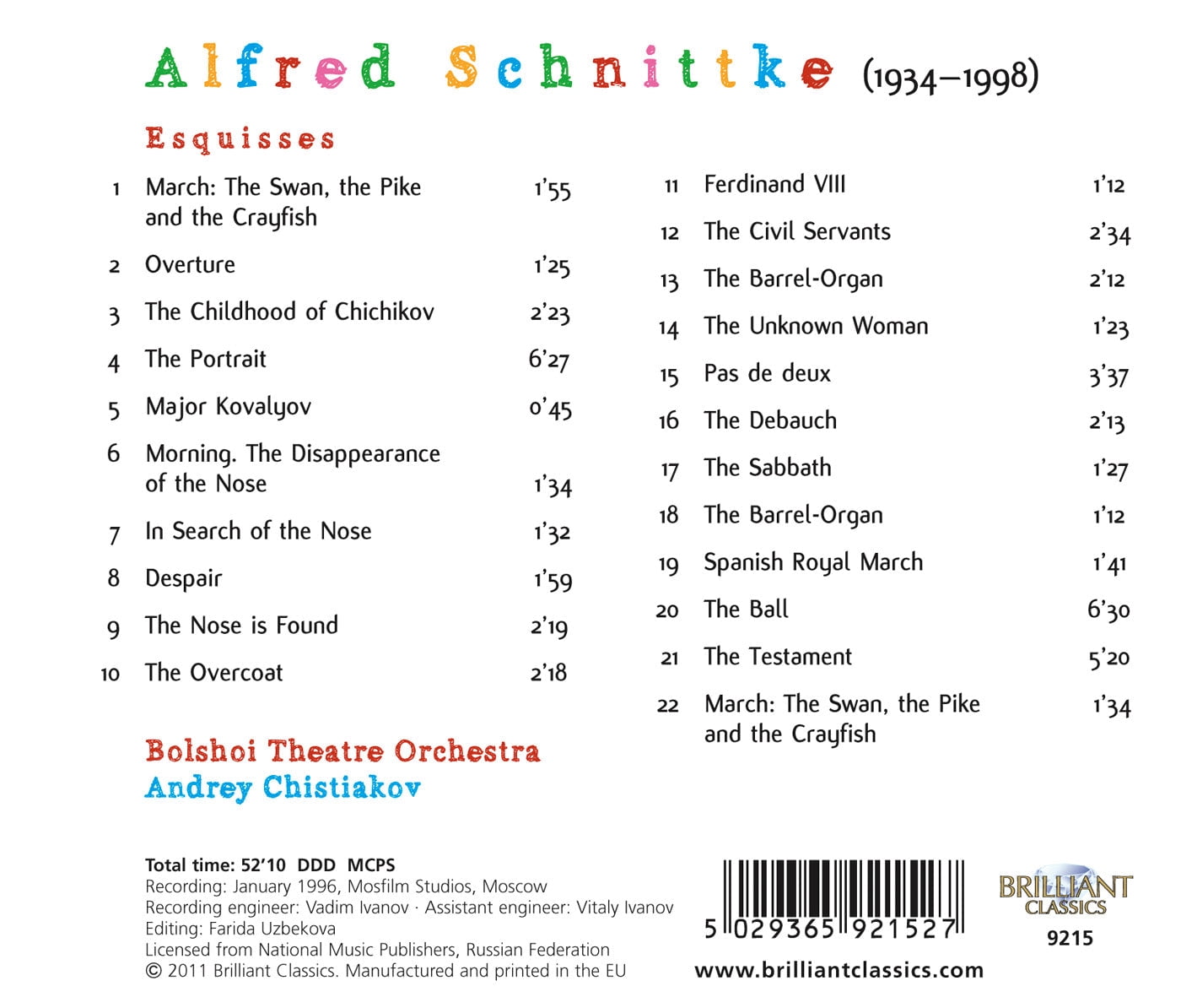 Andrey Chistiakov - Sketches - Music & Performance - CD
