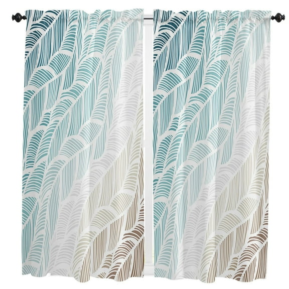 Summer Beach Texture Small Curtain Rod Pocket Short Curtains Half Drapes Partition Cabinet Door Window Curtains Home Decor
