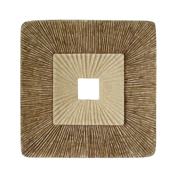 Home Decorative Concave Square Double Layer Ribbed Wall Plaque 14" X 2" - 2 Pack