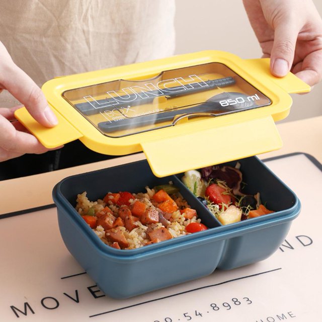Bolsa Del Almuerzo Contenedores de Almuerzo para Microondas Caja con Compartimentos Contenedor de Alimentos (Azul) Wdftyju Libre de BPA