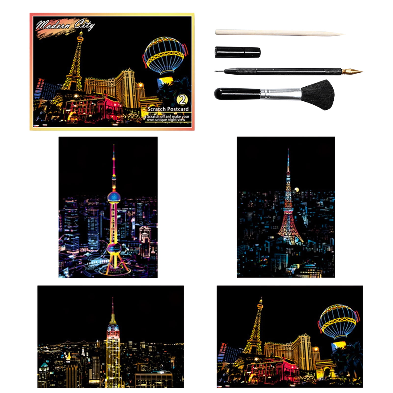 AIHOME Scratch Art City Scenery Building Painting Paper DIY