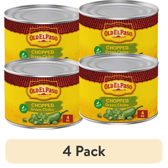 (4 pack) Old El Paso Mild Chopped Green Chiles, Meal Prep, 4 oz