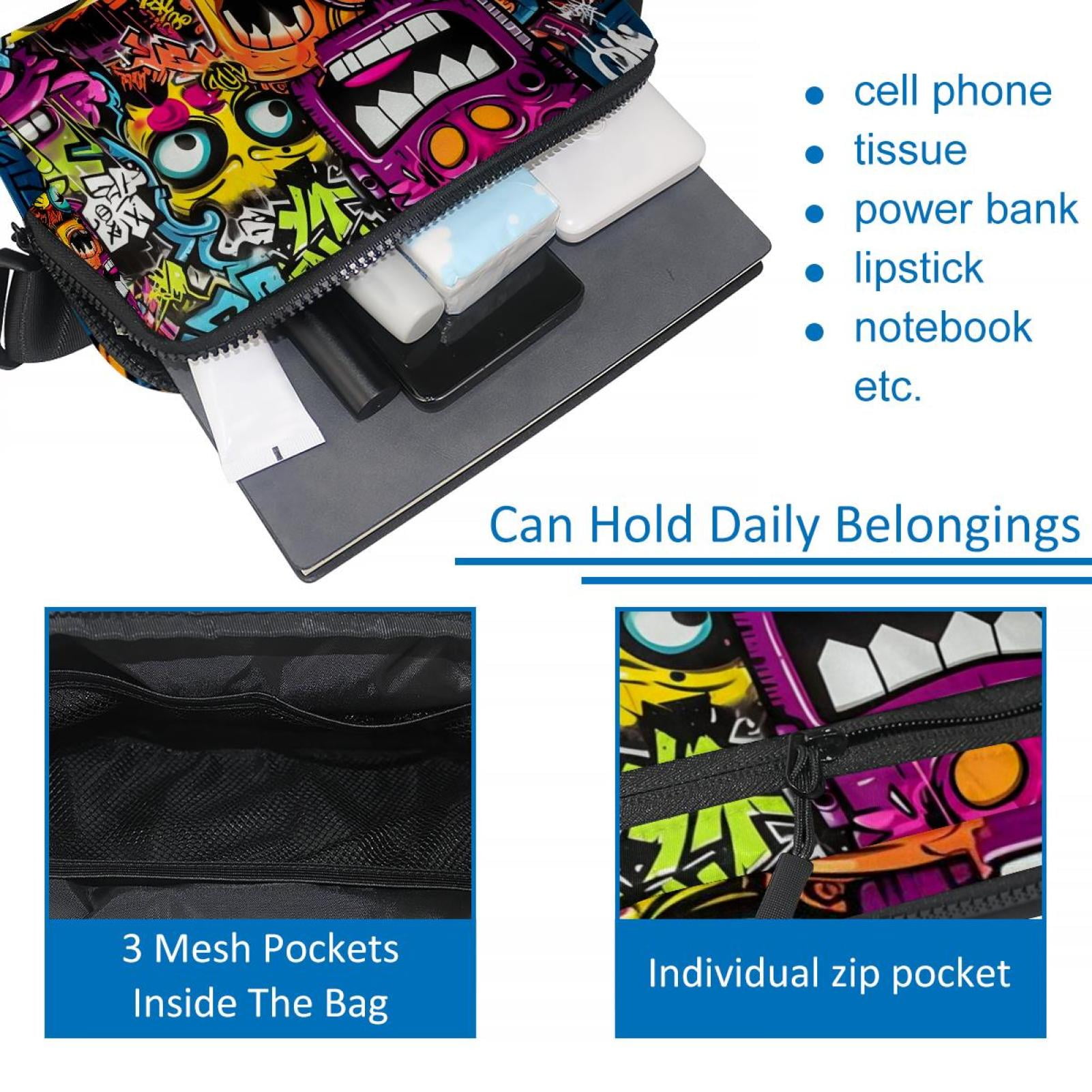 Graffiti Lightweight Adjustable Crossbody Bag with Extension Strap - Unisex Fanny Pack