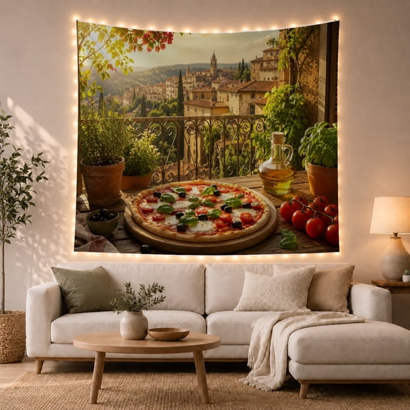 Rustic Pizza Still Life Tapestry