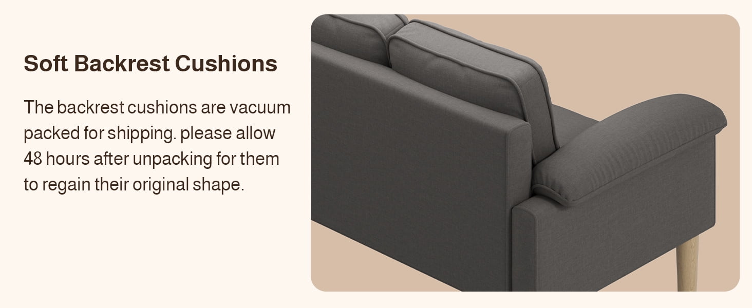 Aiho 69" Sofa Couch for Living Room | 3-Seater with Padded Arms, Solid Wood Legs, Easy Setup |Dark Gray