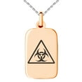 thumbnail image 1 of Stainless Steel Biohazard Triangle Engraved Small Rectangle Dog Tag Charm Pendant Necklace, 1 of 1