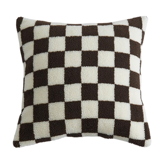 Pillow Cover, Cushion Slip, Throw Pillow Case, Multi Color Checkerboard Lamb Wool Cover 17.7x17.7 Inch Soft Cushion Protector for Home Sofa Decor