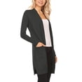 thumbnail image 2 of Women's Casual Long Sleeve Open Front Solid Cardigan with Side Pockets Charcoal S, 2 of 5