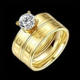 thumbnail image 2 of EOEMY Stainless Steel Bridal Engagement Set Ring Gold Plated Zirconia Women B440-7, 2 of 6