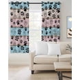 thumbnail image 2 of Pink Blue Paw Print Blackout Curtains for Bedroom/Living Room, Thermal Insulated Kitchen Curtains, Vintage Farmhouse Rustic Wooden Grain Grommet Darkening Window Treatment Drapes 52"x84"x2, 2 of 8