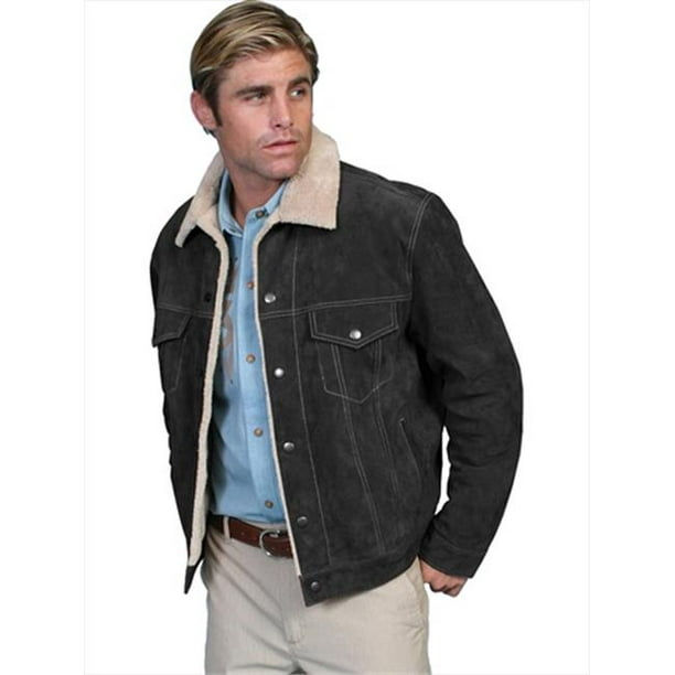 Scully 113-19-L Men Leather Jacket - Black Boar Suede- Large