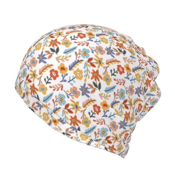 Honeii Retro Floral Print Winter Beanie Daily Hat - Thermal Polar Fleece Ski Running Hat Skull Cap for Men and Women,Beanie