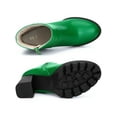 thumbnail image 4 of BLISSFUL STEP Women's Round Toe Side Zip Block Heels Ankle Boots Green (Size 6.5), 4 of 6