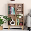 thumbnail image 4 of 5 Cube Small Bookshelf,3 Tier Mid-Century Modern Bookcase with Legs,Wood Kids Bookshelves Storage Organizer Shelf,Free Standing Narrow Book Shelves,Oak Grey Corner Bookcases for Bedroom,Living Room, 4 of 5