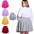 thumbnail image 4 of Women's Plus Size Mini Skater Skirt- Basic Versatile High Waisted Flared Casual Stretchy Skirts Black, 4 of 6