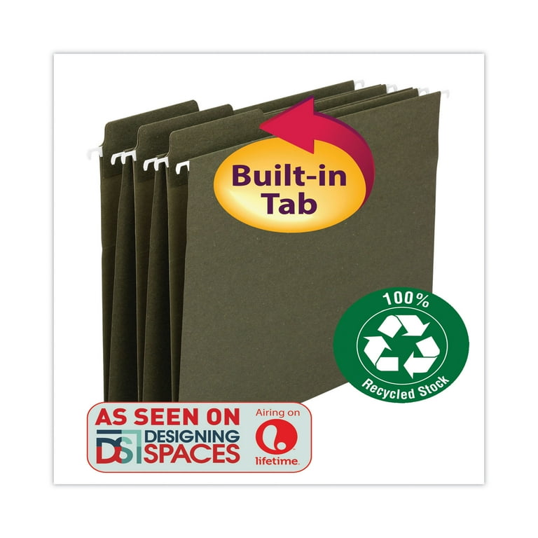 FasTab Hanging Folders, Legal Size, 1/3-Cut Tabs, Standard Green, 20/Box