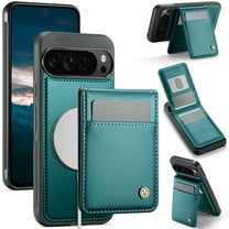 Magnetic 2 in 1 Detachable for Google Pixel 9/9 Pro, Compatible with Magsafe Case with Card Holder, for Women Men PU Leather RFID Blocking Flip Kickstand Credit Slots for Google Pixel 9/9 Pro, Blue