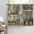 thumbnail image 2 of Farmhouse Rustic Plant Kitchen Window Curtains 2 Panels 27.5W x 39H Rod Pocket Vintage Country Rural Wood Wooden Plank Lavender Botanical Small Short Door Decor Bathroom Drapery Treatment, 2 of 6