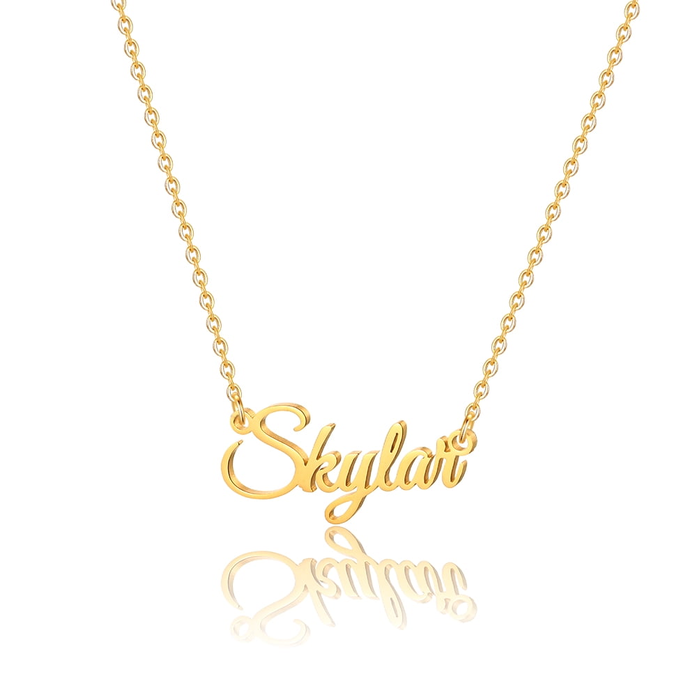 Women Gold Word Necklace Font Necklace 
