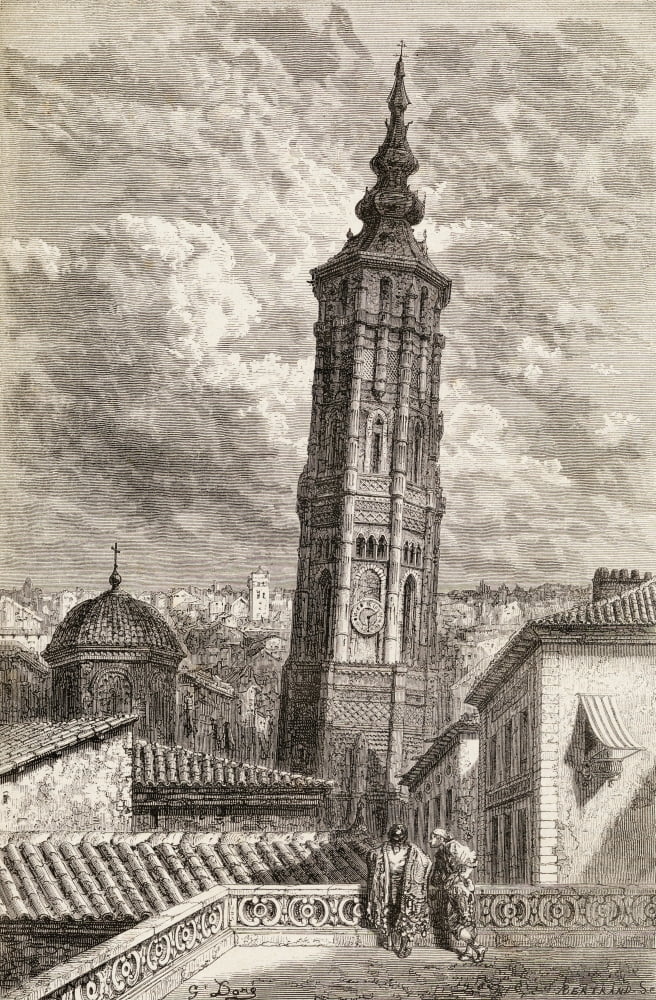 La Torre Nueva Or Inclinada In Zaragoza Spain In The 19Th Century Built In The 16Th Century The Tower Was Demolished In 1892 As It Was Considered Unsafe From El Mundo En La Mano Published 1878 Canvas