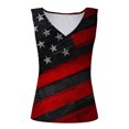 thumbnail image 4 of Usmixi 4th of July Tank Top for Women Plus Size Knitted Ribbed Independence Day Patriotic Shirt Vest Summer American Flag Print V-Neck Sleeveless Fashion Blouses Red xxxl, 4 of 5