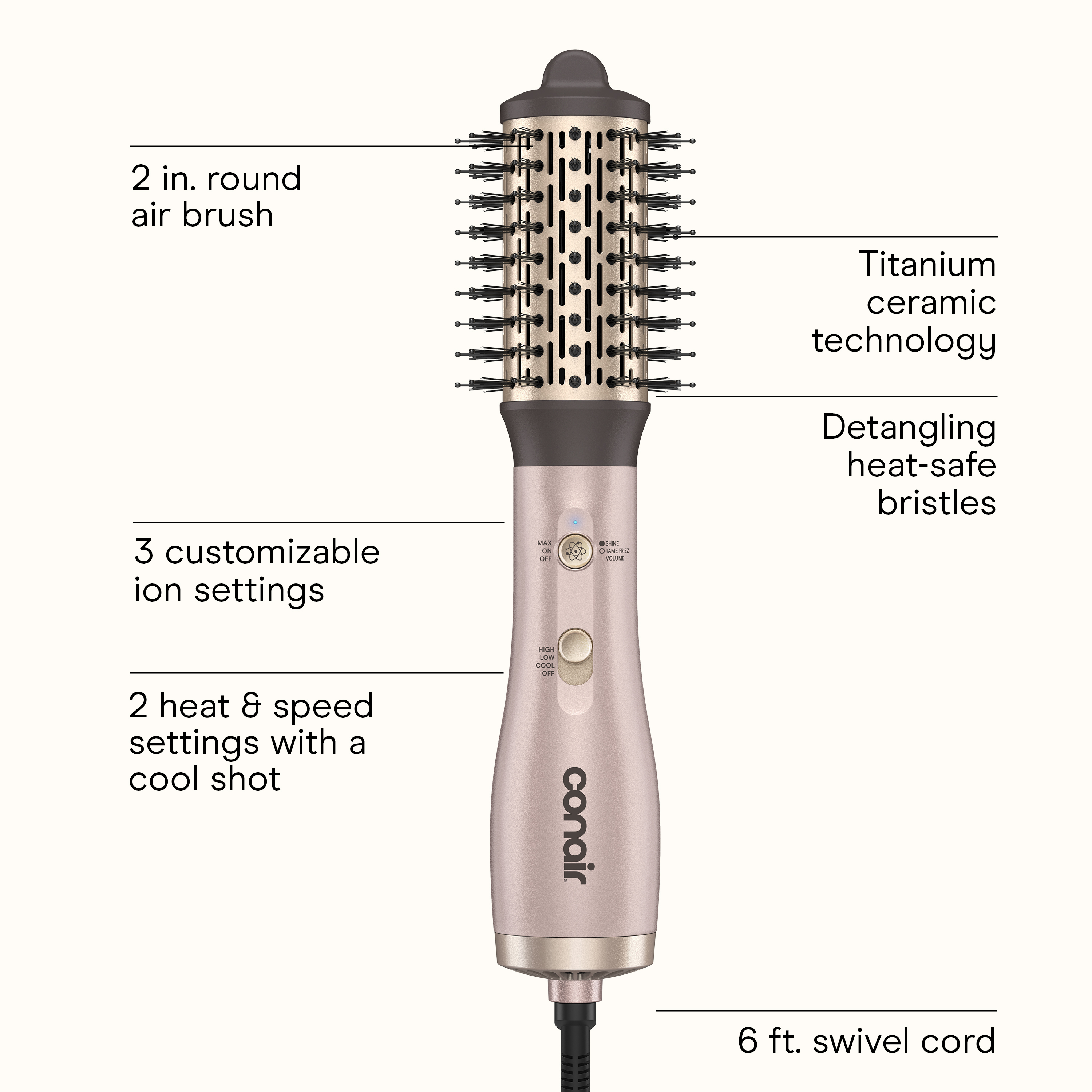 Conair InfinitiPro 2-in-1 Hot Air Brush, Pink photo 6