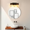 thumbnail image 6 of Rustic Farmhouse Vanity Light Industrial Bathroom Wall Sconce with Glass Shades and Wood Accent Lighting Fixture (No Bulbs), 6 of 9