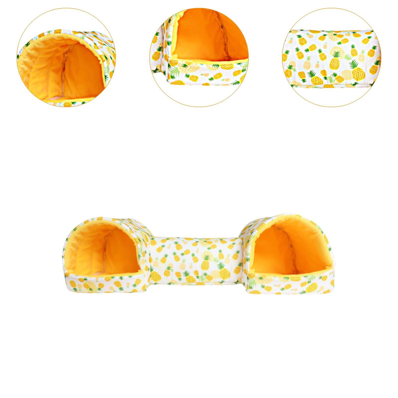 balikha Hamster Tunnel Bed Rabbits Toy Portable Nest Washable Breathable Soft Cave Hideaway for Hedgehog Chinchilla Rats Dwarf Rabbits yellow Pineapple
