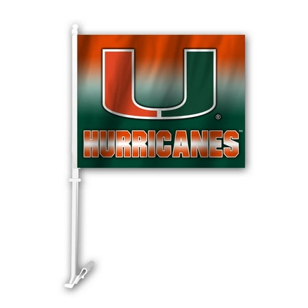 Ncaa Door Flag - NCAA Miami Hurricanes Ombre Car Flag
