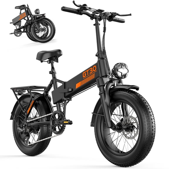 ASKGO GT30 Folding Electric Bicycle,1500W Peak 750W 48V 20Ah Battery,20" Fat Tire E-Bike with Rear Rack for Adults,UL2849