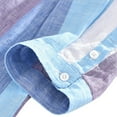 thumbnail image 5 of WREESH Men's Casual Button Down Shirts Linen Shirts Striped Three Quarter Sleeve Shirt Blue, 5 of 5