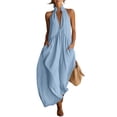 thumbnail image 4 of LIaqionyy Women Cotton Linen Maxi Dress Sleeveless Backless V Neck Flowy Boho Casual Beach Long Sundress for Womens, 4 of 6